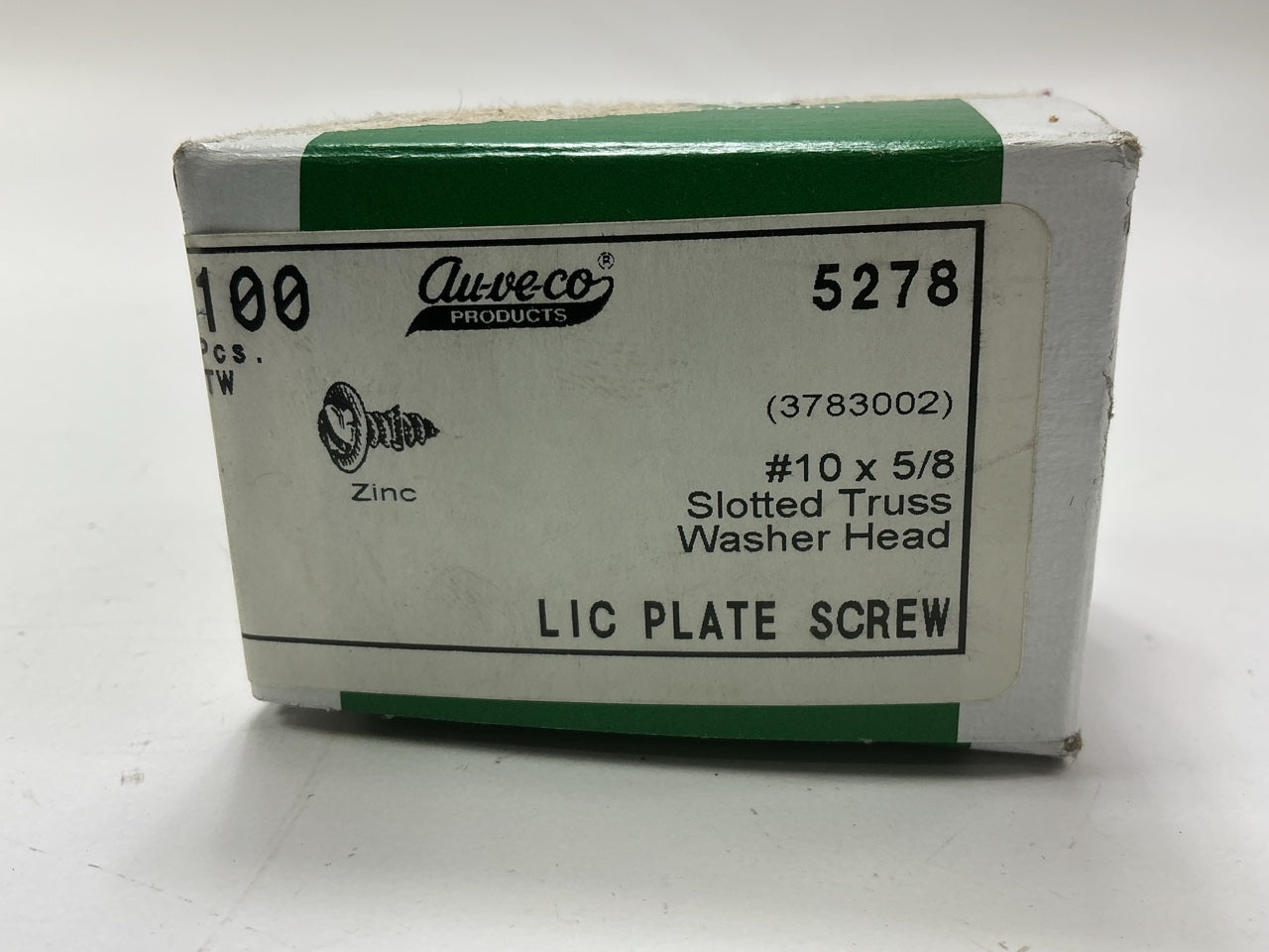 Auveco 5278 #10 X 5/8'' Slotted Truss Washer Head License Plate Screw Qty 100