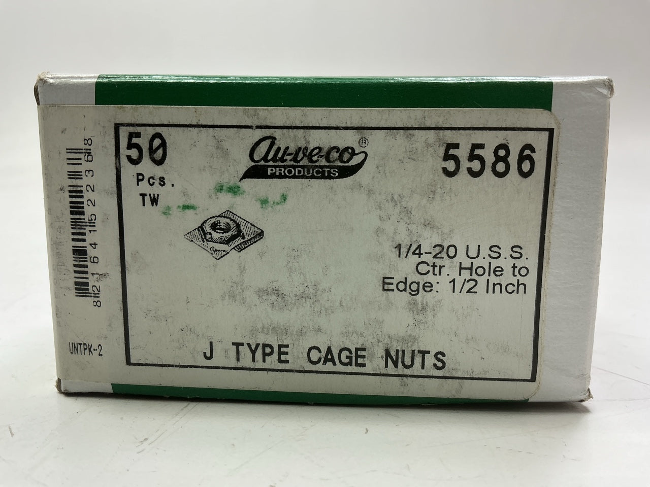 Auveco 5586 J Type Cage Nuts 1/4''-20 Screw Size Qty 50