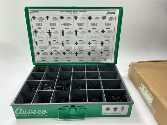 Auveco 6604BHM Push-Type 445 Pcs Retainer Clip Assortment In Green Metal Drawer