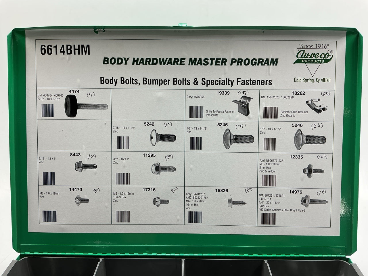 AUVECO 6614BHM Body Bolts & Bumper Bolts Assortment Pack, 445 Pcs