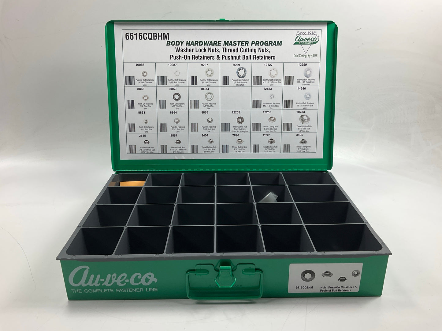Auveco 6616CQBHM Push-On Retainer, Thread Cutting, Washer Lock Nuts Assortment