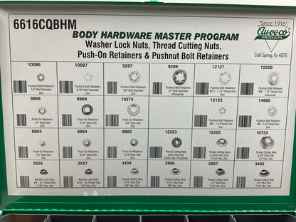 Auveco 6616CQBHM Push-On Retainer, Thread Cutting, Washer Lock Nuts Assortment