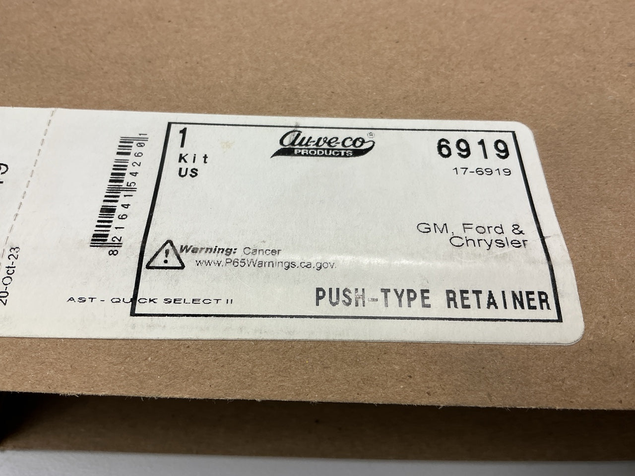 Auveco 6919 Push Retainer Clips Quik-Select Assortment Kit For Chrysler GM Ford