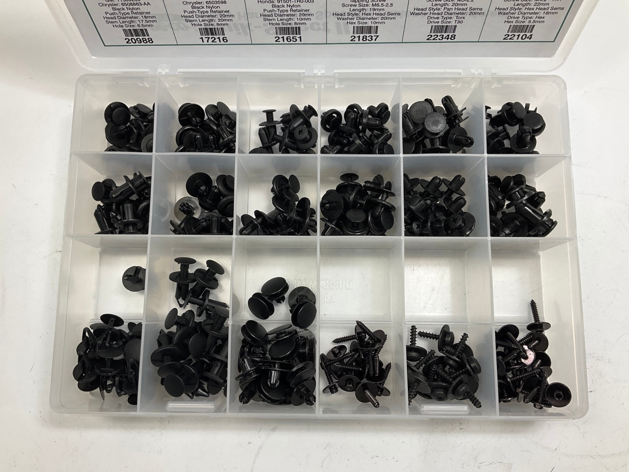 Auveco 6946 Engine Cover Fastener Retainer Clip Assortment Pack, 250 Pcs