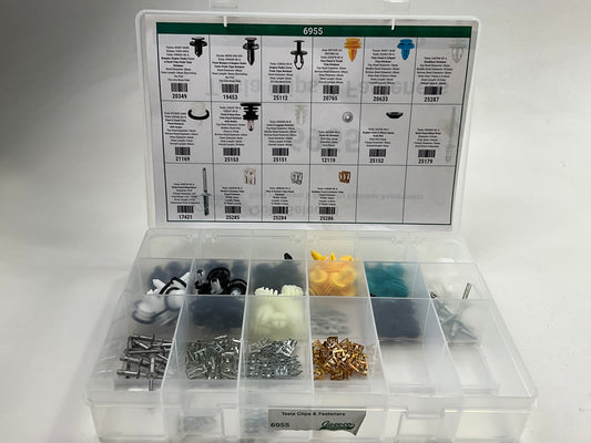 Auveco 6955 Tesla Clips, Fastener, Retainer Assortment 16 Items 210 Pieces