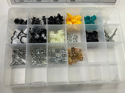 Auveco 6955 Tesla Clips, Fastener, Retainer Assortment 16 Items 210 Pieces