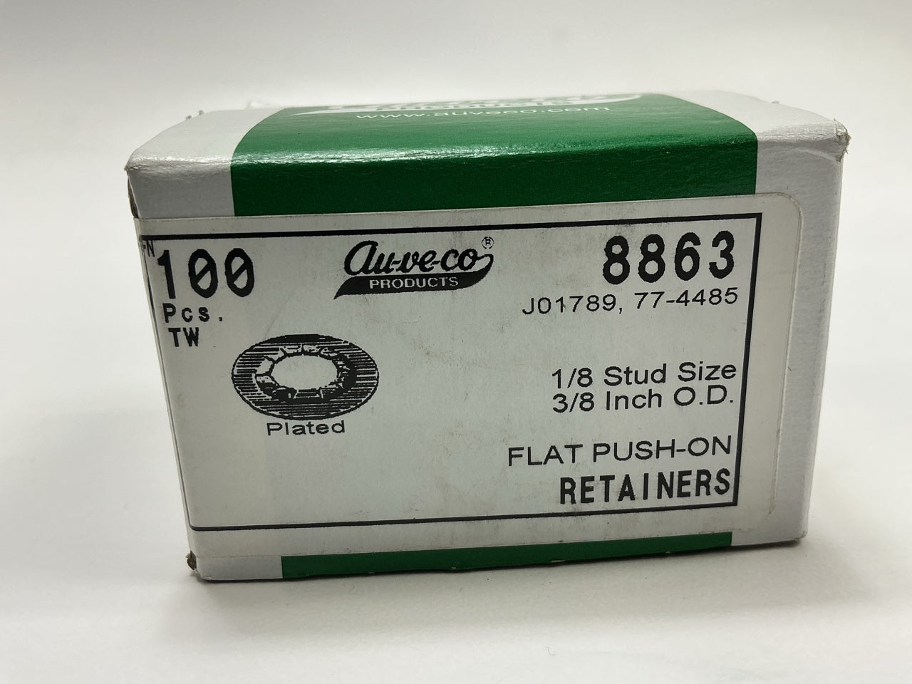 Auveco 8863 1/8'' Stud Flat Push-On Retainers 3/8'' O.D. Qty 100