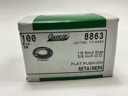 Auveco 8863 1/8'' Stud Flat Push-On Retainers 3/8'' O.D. Qty 100