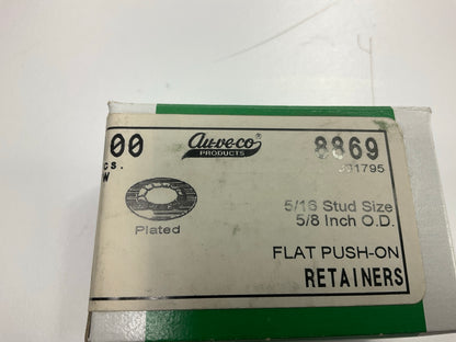 (100) Auveco 8869 Flat Push On Stud Retainer, 5/16'' Stud, 5/8'' OD