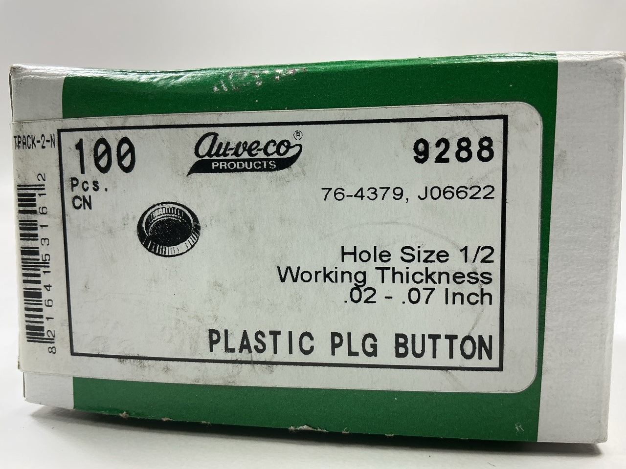 Auveco 9288 Plastic Depressed Center Hole Plugs Button 1/2'' Qty 100