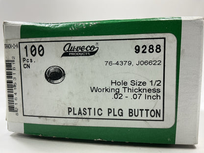 Auveco 9288 Plastic Depressed Center Hole Plugs Button 1/2'' Qty 100