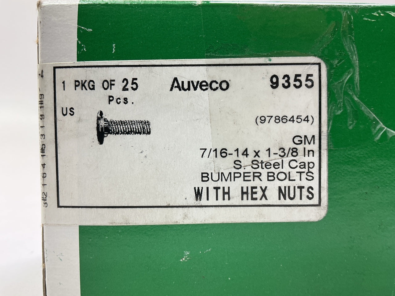 Auveco 9355 Bumper Bolt & Hex Nut, 7/16-14 X 1-3/8'' Qty 25