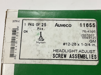 (25) Auveco A11655 12/28'' X 1-3/4'' Headlight Adjusting Screw Assembly 1975-On GM