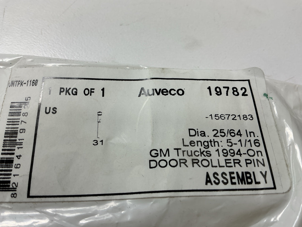 Auveco A19782 Roller Pin Assembly 5-1/16 Length 25/64 Pin Dia For GM