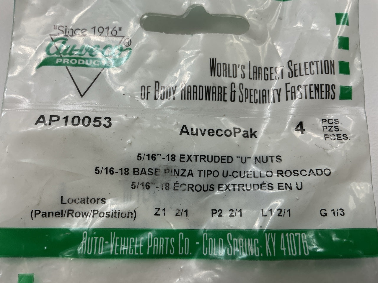 (16) Auveco AP10053 5/16''-18 Screw Size Panel Range .025''-.150'' Center Hole
