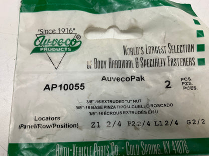 (10) Auveco AP10055 Extruded U-Nut, 3/8-16 Screw, 1.125'' Edge To Hole Center