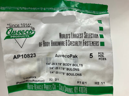 (10) Auveco AP10823 Hex Head SEMS Bolt Screw, Dog Point, 1/4-20 X 7/8'', 7/16 Hex