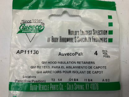 (4) Auveco AP11130 Hood Insulation Retainer GM 1964- Up