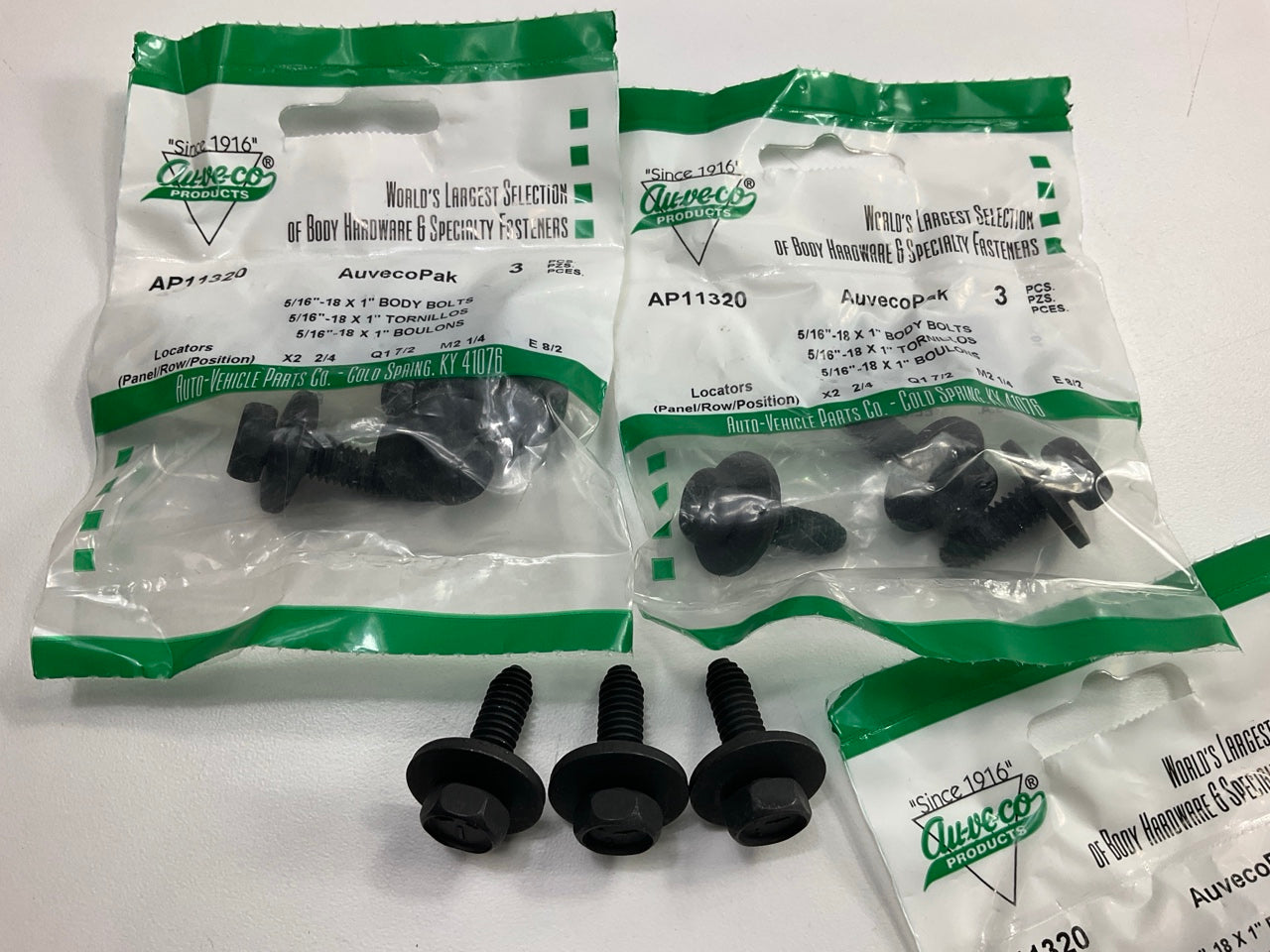 (9) Auveco AP11320 Screw 5/16''-18 X1'' Hex SEMS Bolt, 1/2'' Hex 7/8'' Washer O.D.