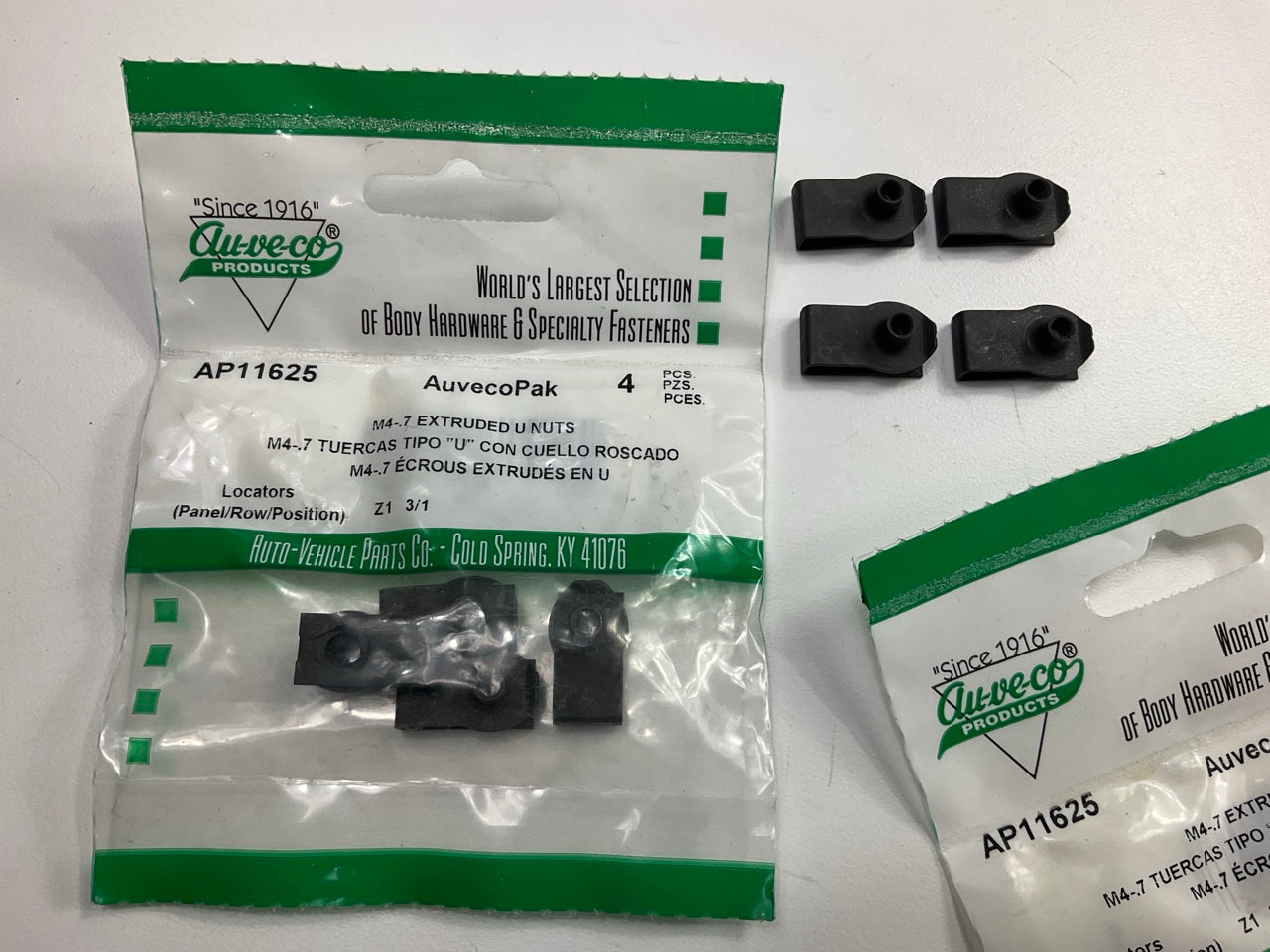 (8) Auveco AP11625 Extruded U-Nut, For M4-.7 Screw