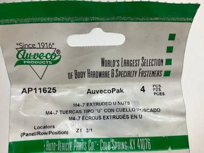 (8) Auveco AP11625 Extruded U-Nut, For M4-.7 Screw