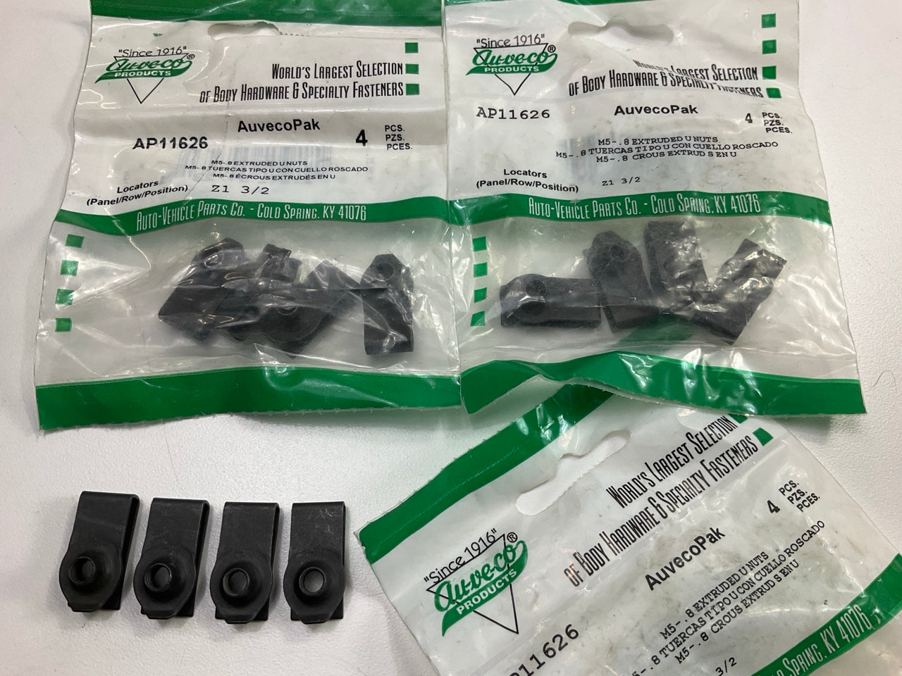 (12) Auveco AP11626 Extruded U-Nut, For M5-.8 Screw Panel Range .80mm-4.00mm