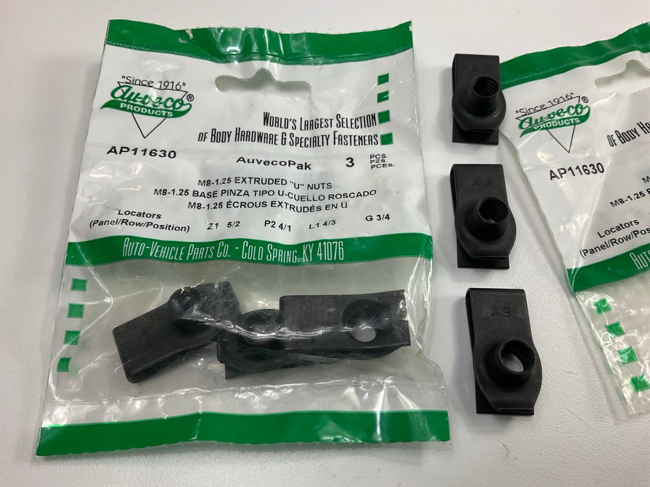 (6) Auveco AP11630 Extruded U-Nut Clip Thread M8-1.25 Screw