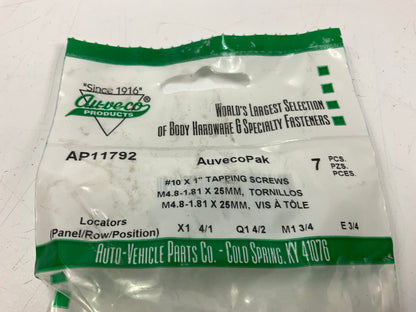 Auveco AP11792 Tapping Screw #10 X 1'', Phillips Oval #8 Head Qty 84