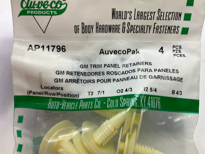 (16) Auveco AP11796 Door Trim Panel Retainer Clip Plastic Rivet 5/16'' Stem Dia
