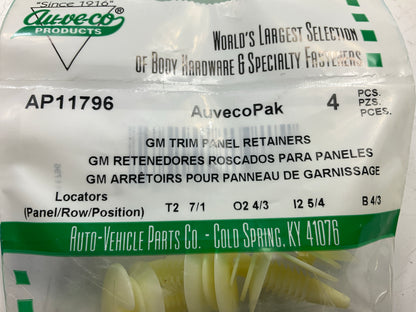 Auveco AP11796 Door Trim Panel Retainer Clip Plastic Rivet 5/16'' Stem Dia Qty 72