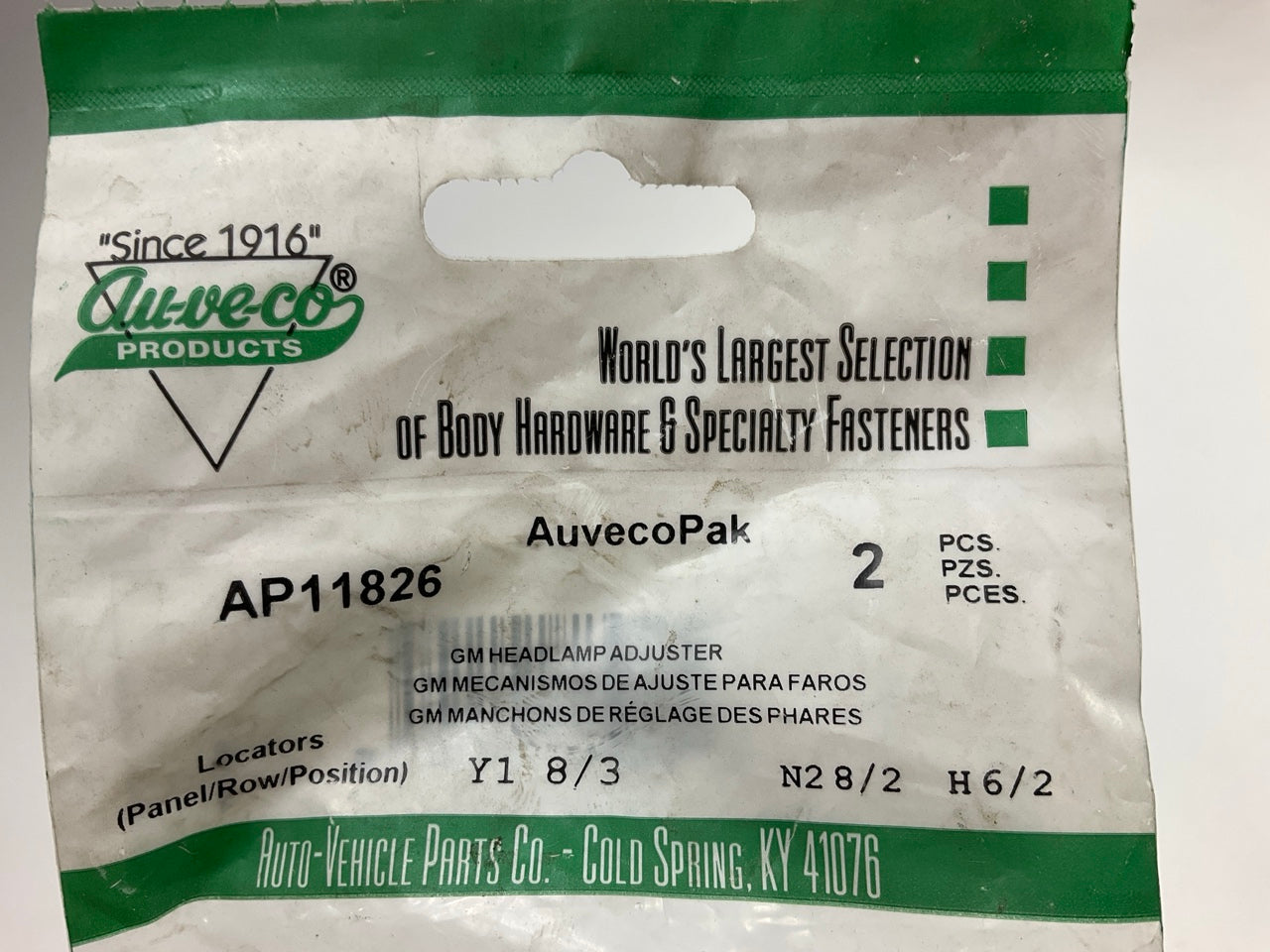 (4) Auveco AP11826 1/4''-28 X 2'' Headlight Adjusting Screw & Nut