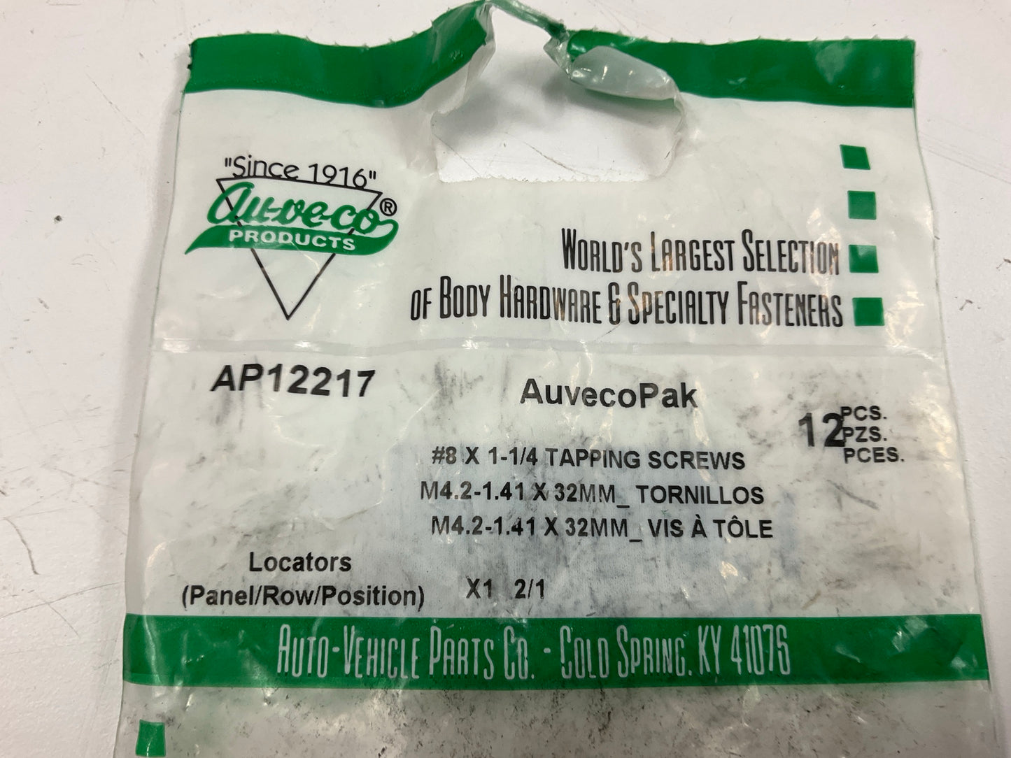 (708) Auveco AP12217 Phillips Flat Washer Head Tapping Screw 8 X 1-1/4'' Black