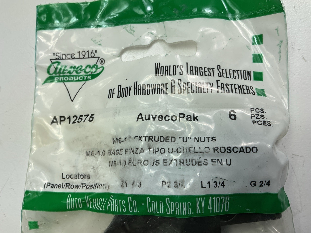 Auveco AP12575 Extruded U-Nut M6-1.0 Screw Size Phosphate Qty 120