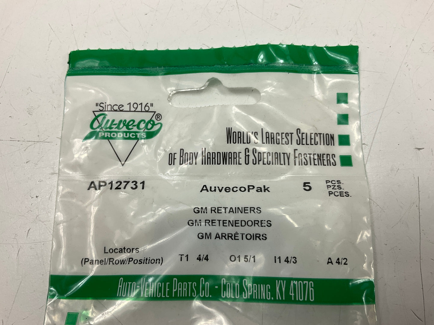 Auveco AP12731 Hood Insulation Retainer Qty 40