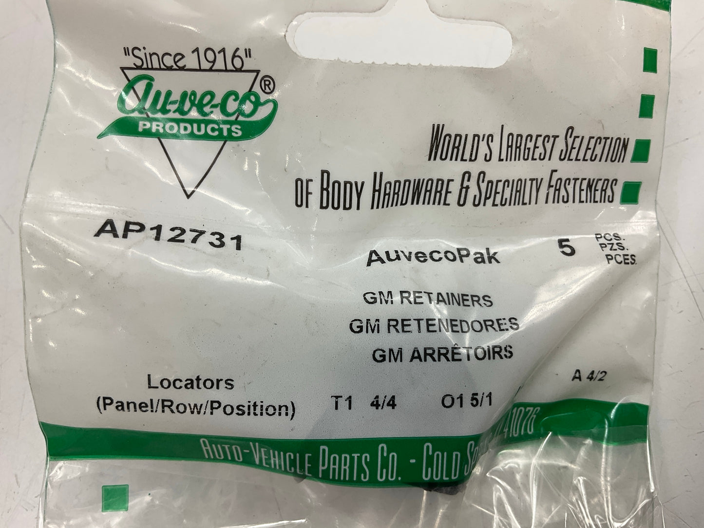 Auveco AP12731 Hood Insulation Retainer Qty 40