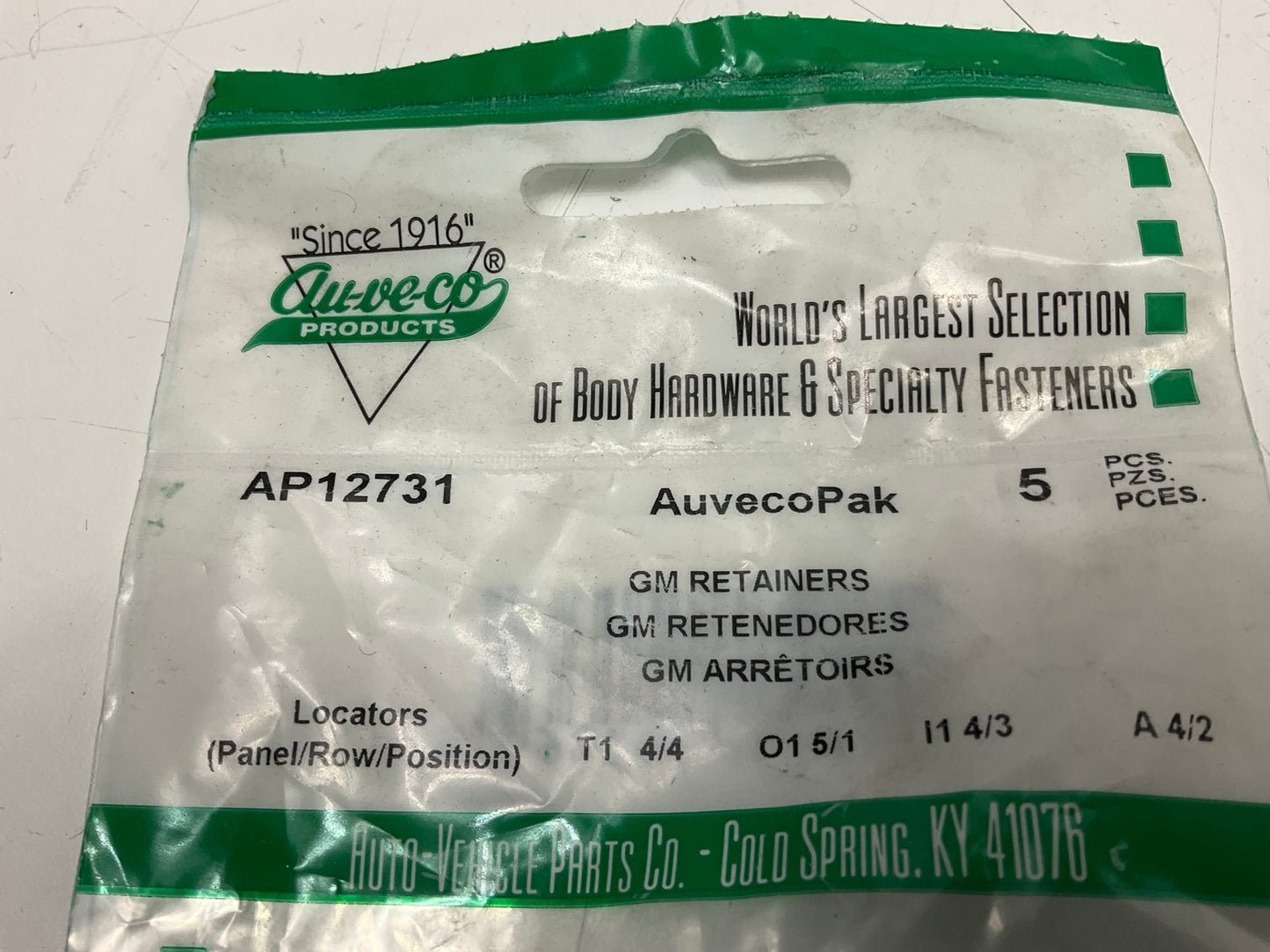 Auveco AP12731 Seat Back Retainer GM Camaro & Firebird 1982-Up Qty 70