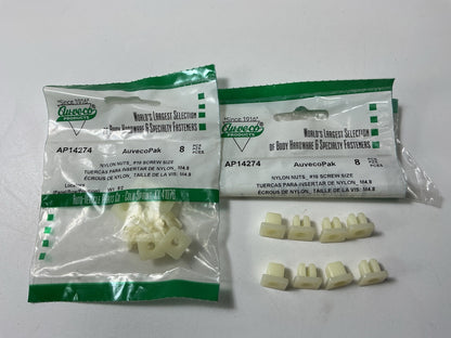 (16) Auveco AP14274 Nylon Nut #10 Screw Size, 13mm X 13mm
