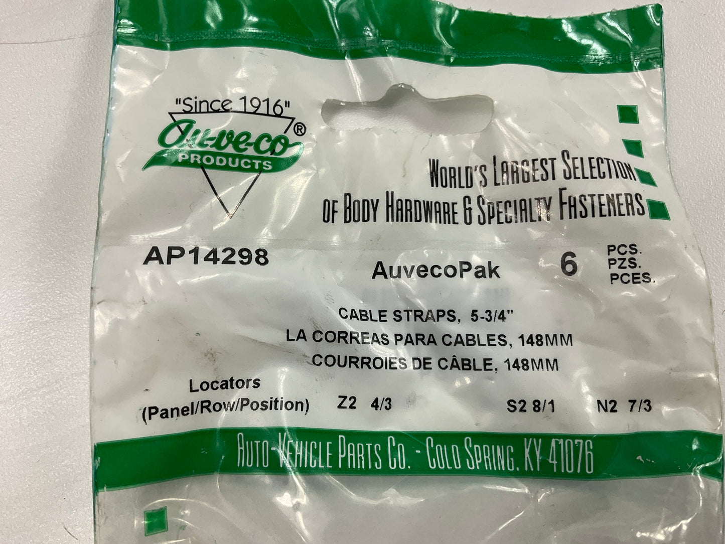 Auveco AP14298 Releasable Cable Strap Tie 5-3/4'' Qty 30
