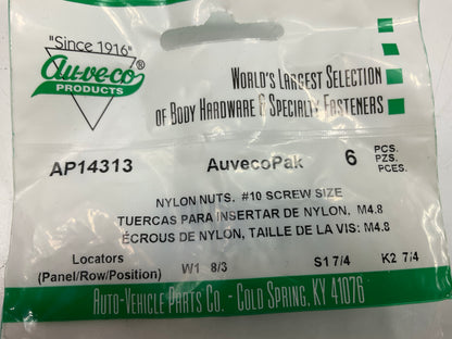 (60) Auveco AP14313 Nylon Nuts For #10 Screw Size, 17mm Square
