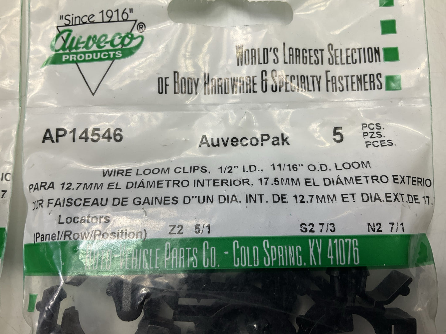 Auveco AP14546 Wire Loom Rout Ing Clips 1/2'' I.D., 11/16'' O.D. Qty 80