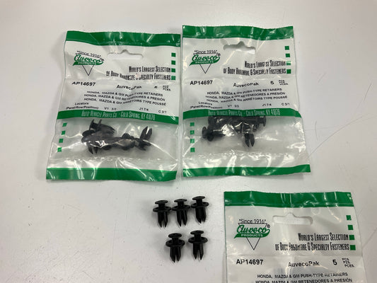 (15) Auveco AP14697 Push-Type Retainer 14mm Head Diameter 11mm Length
