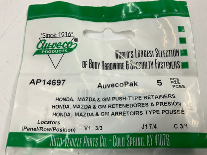 (15) Auveco AP14697 Push-Type Retainer 14mm Head Diameter 11mm Length