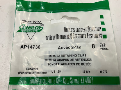 Auveco AP14736 Toyota Retaining Clip 14mm Head Diameter 10mm Length Qty 104