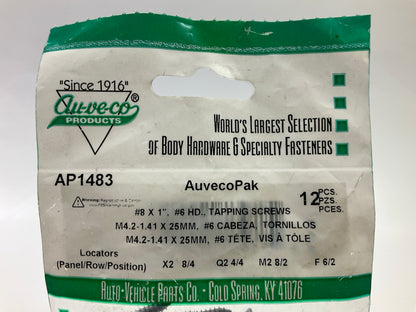 Auveco AP1483 Tapping Screw #8 X 1'', Phillips Oval #6 Head Qty 72