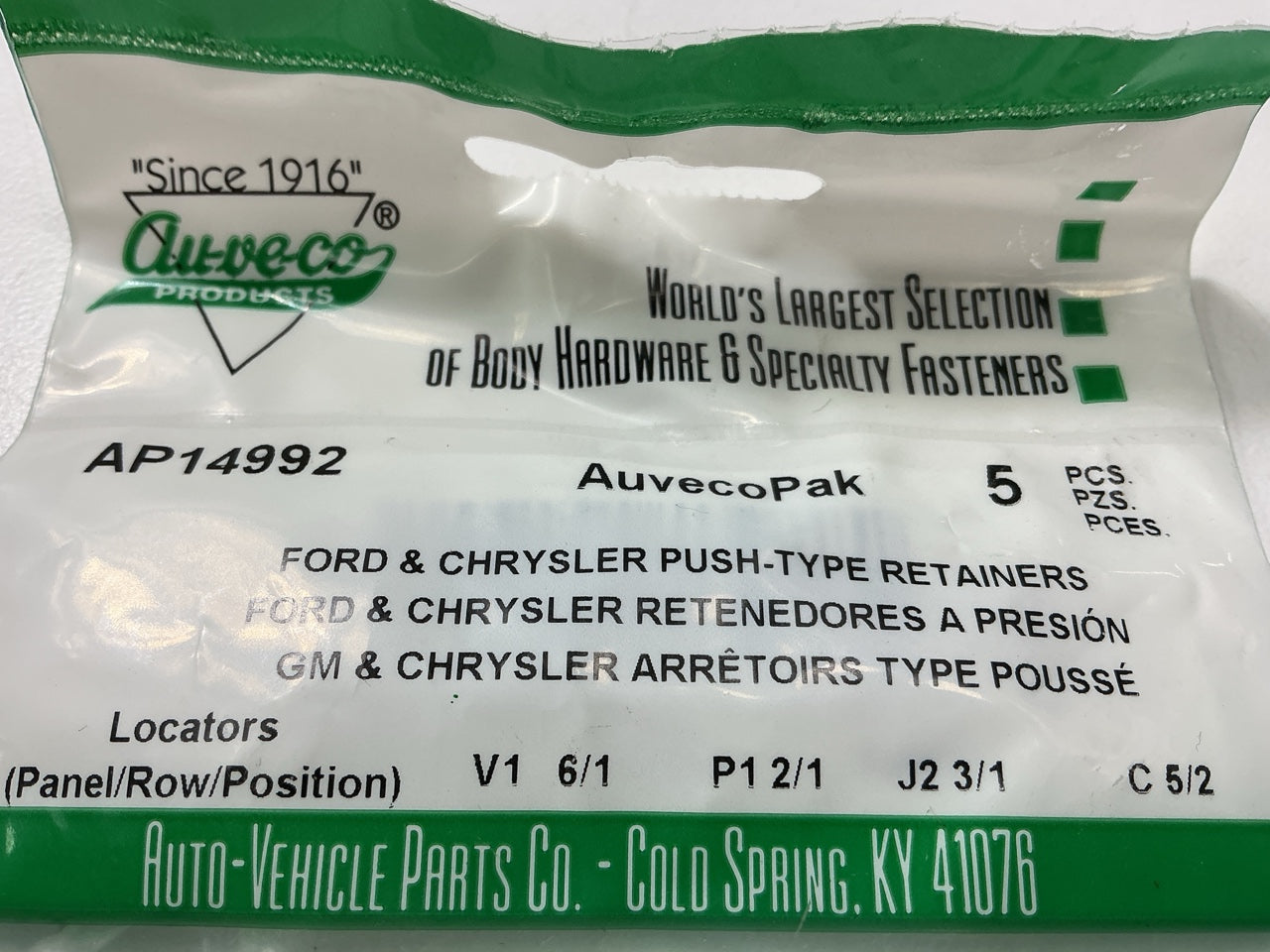 (20) Auveco AP14992 Screw-Type Retainer19/32'' Head, 29/32'' Stem