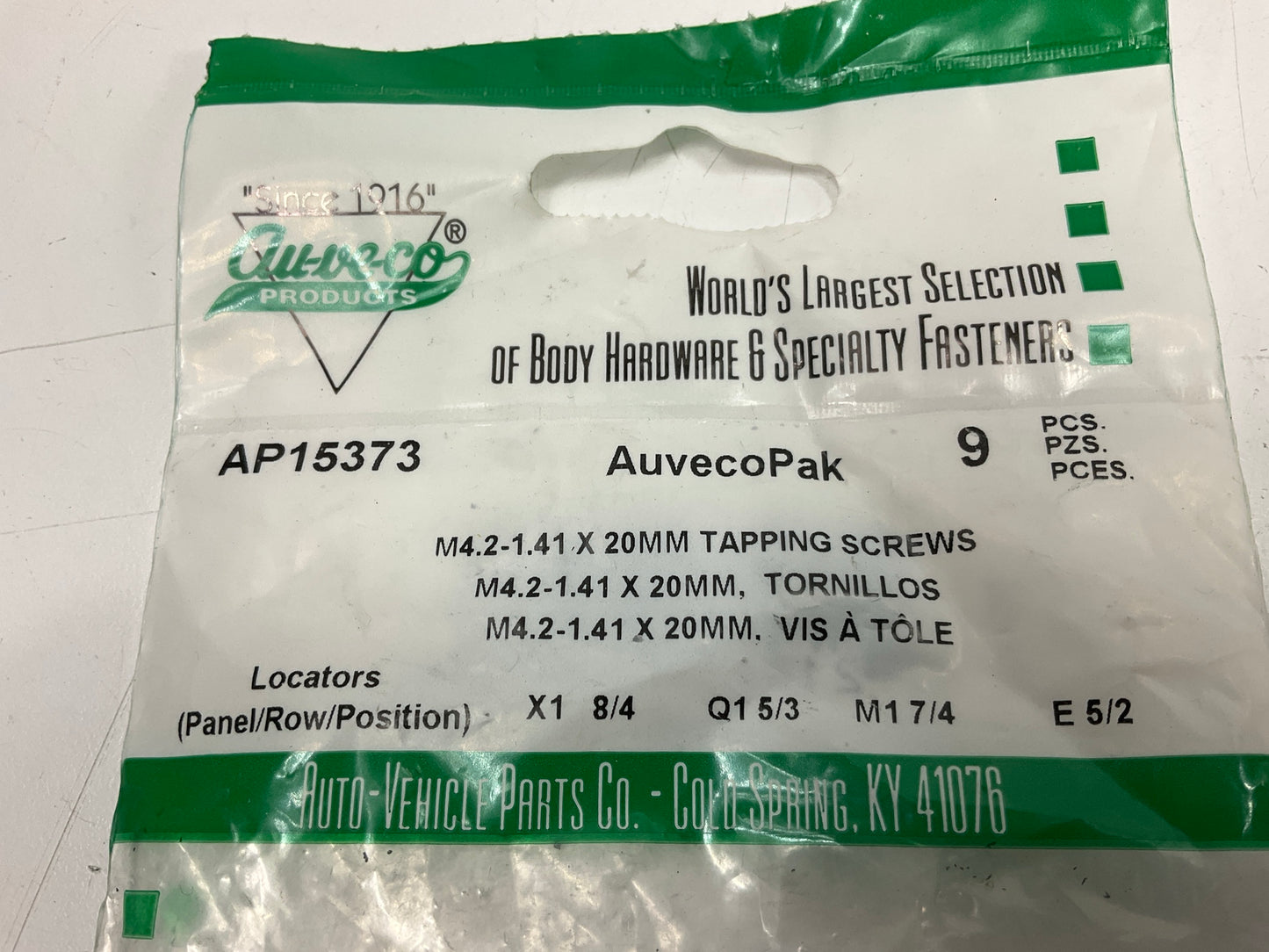 Auveco AP15373 Metric Specialty Screws M4.2- 1.41 X 20MM Tapping Screws Qty 81