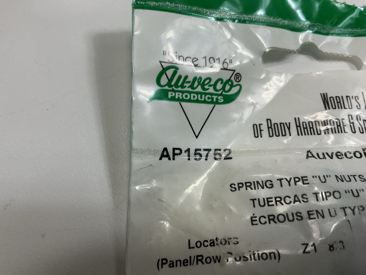 Auveco AP15752-35 U-Nut #10 Screw Size Panel Range: .025''-.150''  9/16'' Edge