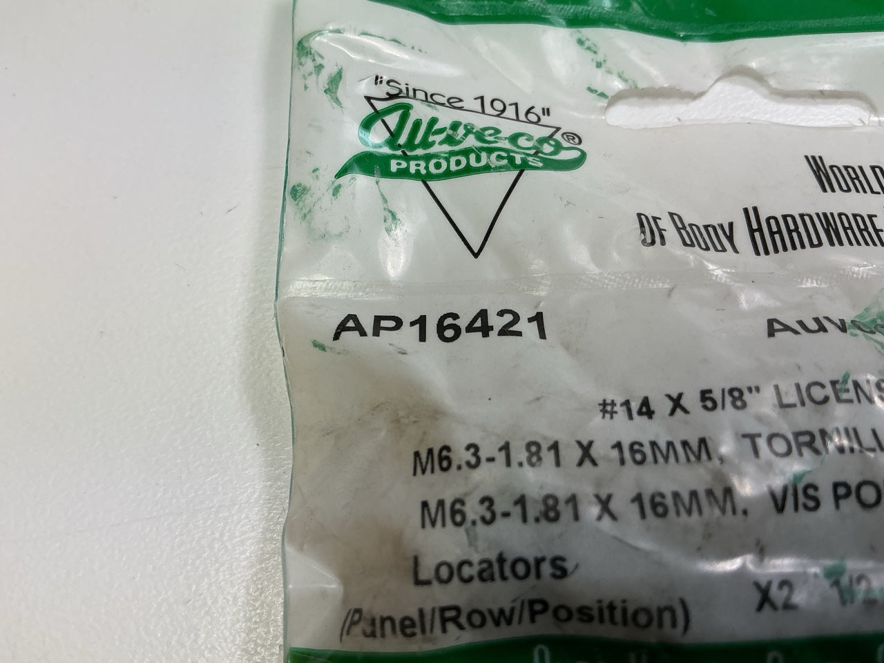 Auveco AP16421 Slotted Hex Washer Head License Plate Screw, #14 X 5/8''
