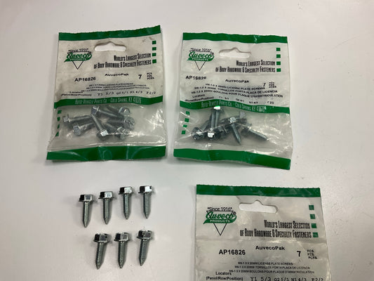 Auveco AP16826 License Plate Screw Bolt, Slotted Hex, M6-1.0 X 20mm Qty 21