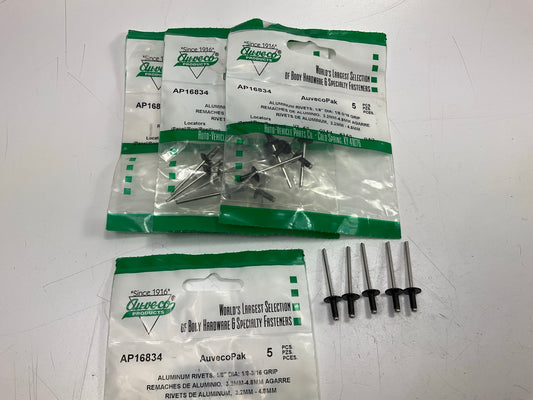 (20) Auveco AP16834 1/8'' Windshield Side Rail Rivets 1/8-3/16 GRIP
